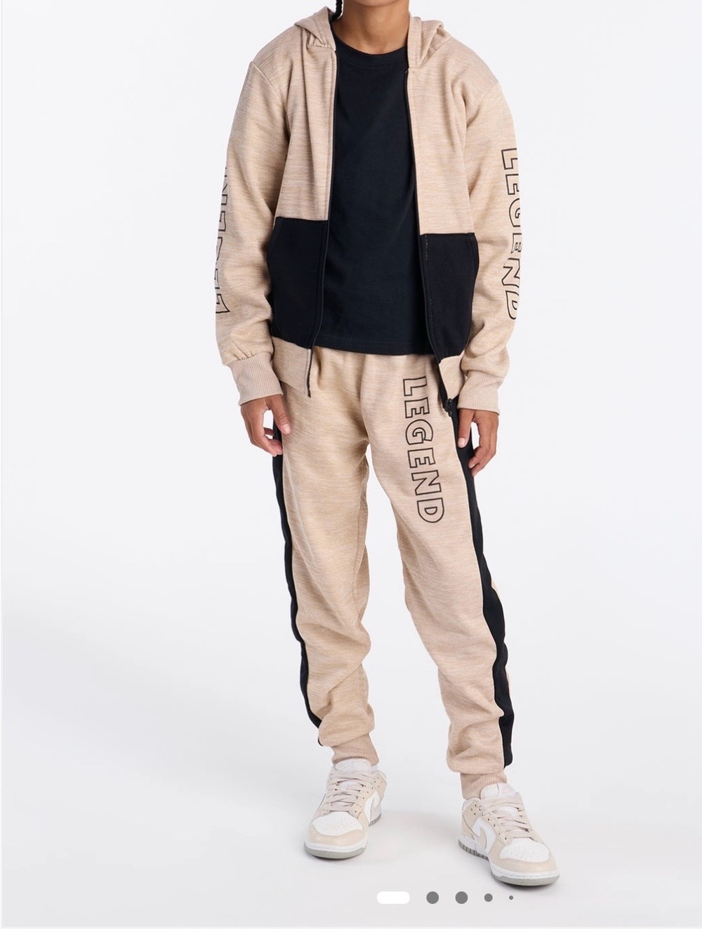 Fashion Nova Mini Living Legend Fleece Jogger Pant Set - Sand